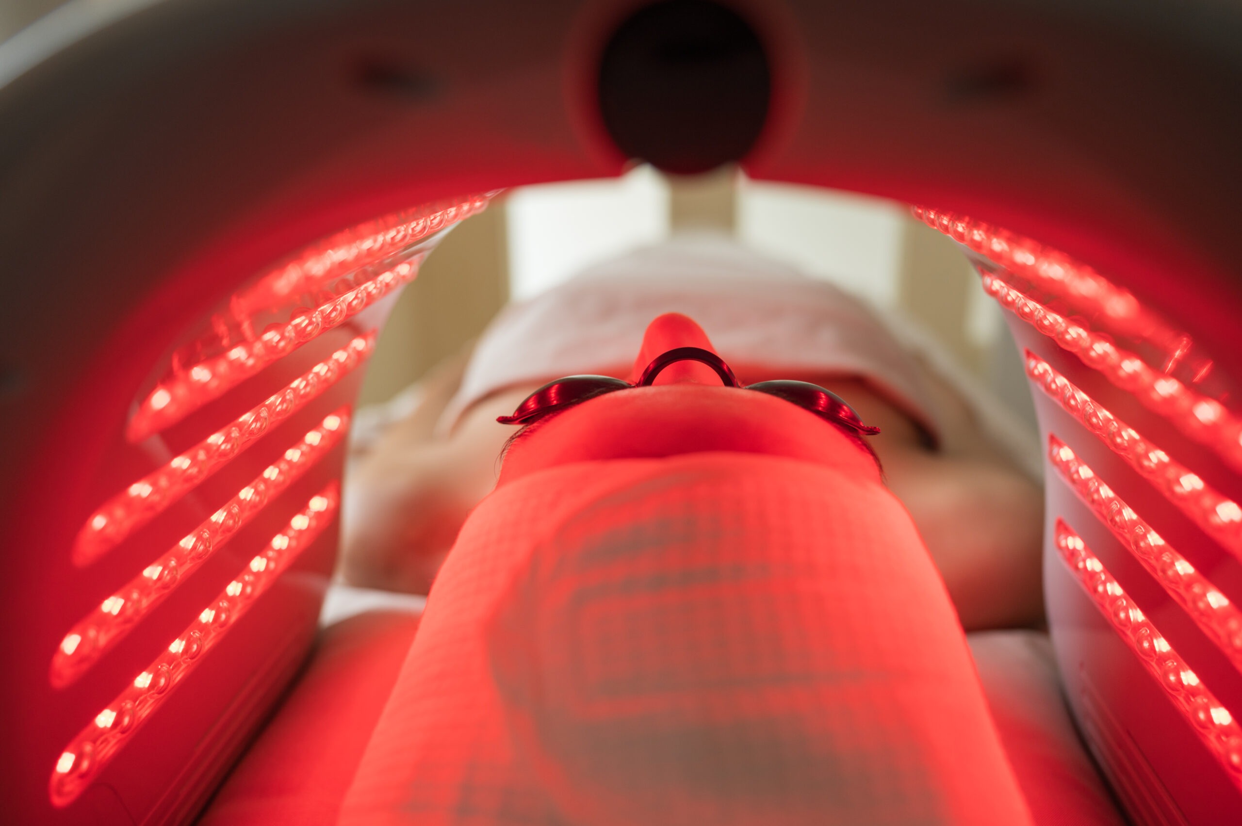 WA DermaLight professional LED light therapy system for aesthetic clinics, in use during a professional treatment