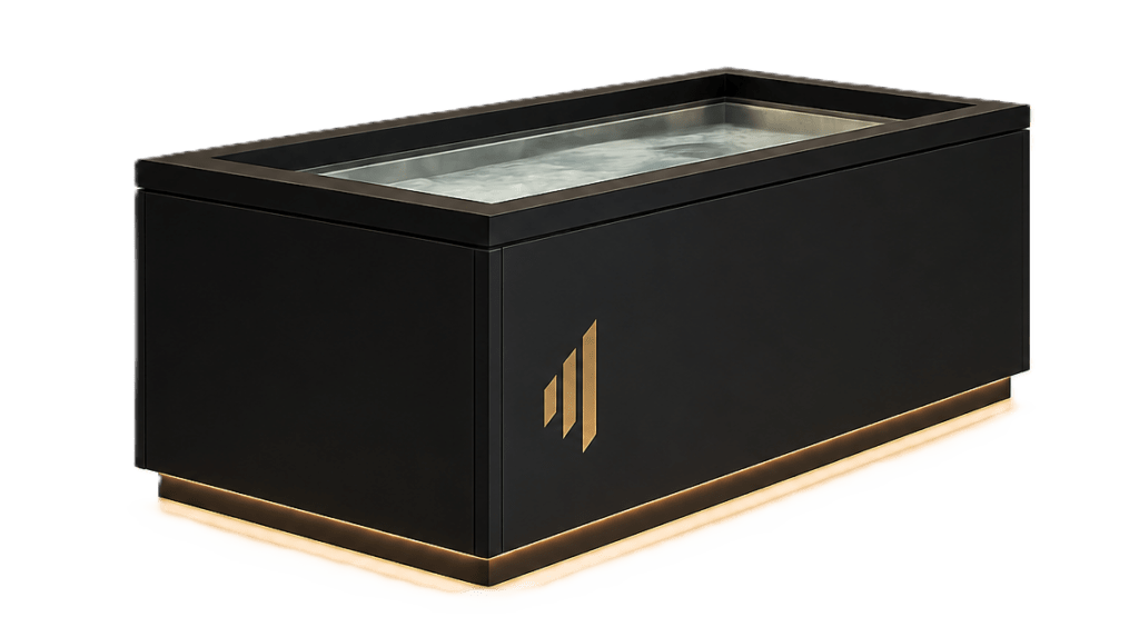 ENSO Ice commercial ice bath for wellness, fitness and recovery facilities, positioned in a professional clinic or wellness facility