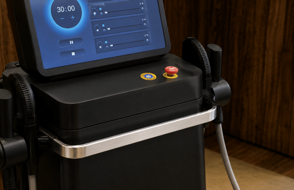WA Body non-invasive body contouring machine for professional aesthetic clinics, in use during a professional treatment
