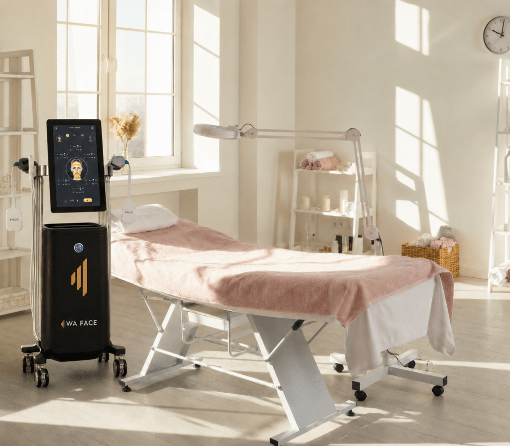 WA Face professional facial treatment system for aesthetic clinics, shown from the side