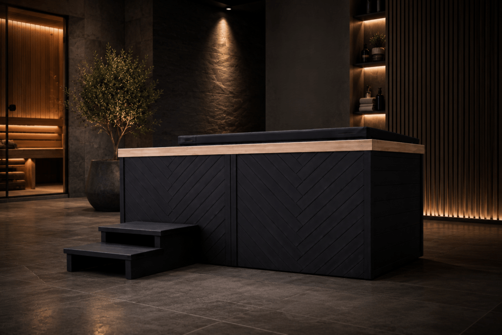 ENSO Ice commercial ice bath for wellness, fitness and recovery facilities, positioned in a professional clinic or wellness facility