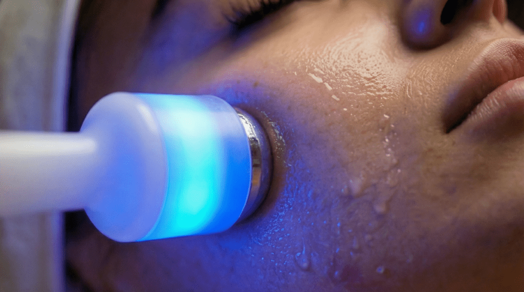WA HydraLift multifunctional facial treatment system for professional clinics and salons, in use during a professional treatment