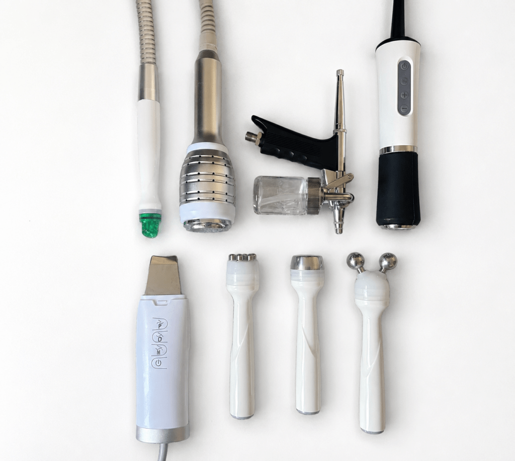 WA Face professional facial treatment system for aesthetic clinics, showing the professional treatment applicators