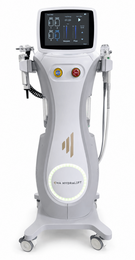 WA HydraLift multifunctional facial treatment system for professional clinics and salons, in use during a professional treatment