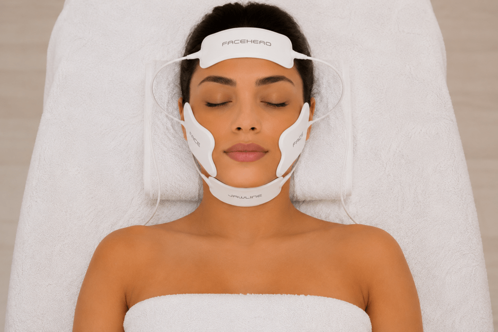 WA Face professional facial treatment system for aesthetic clinics, in use during a professional treatment