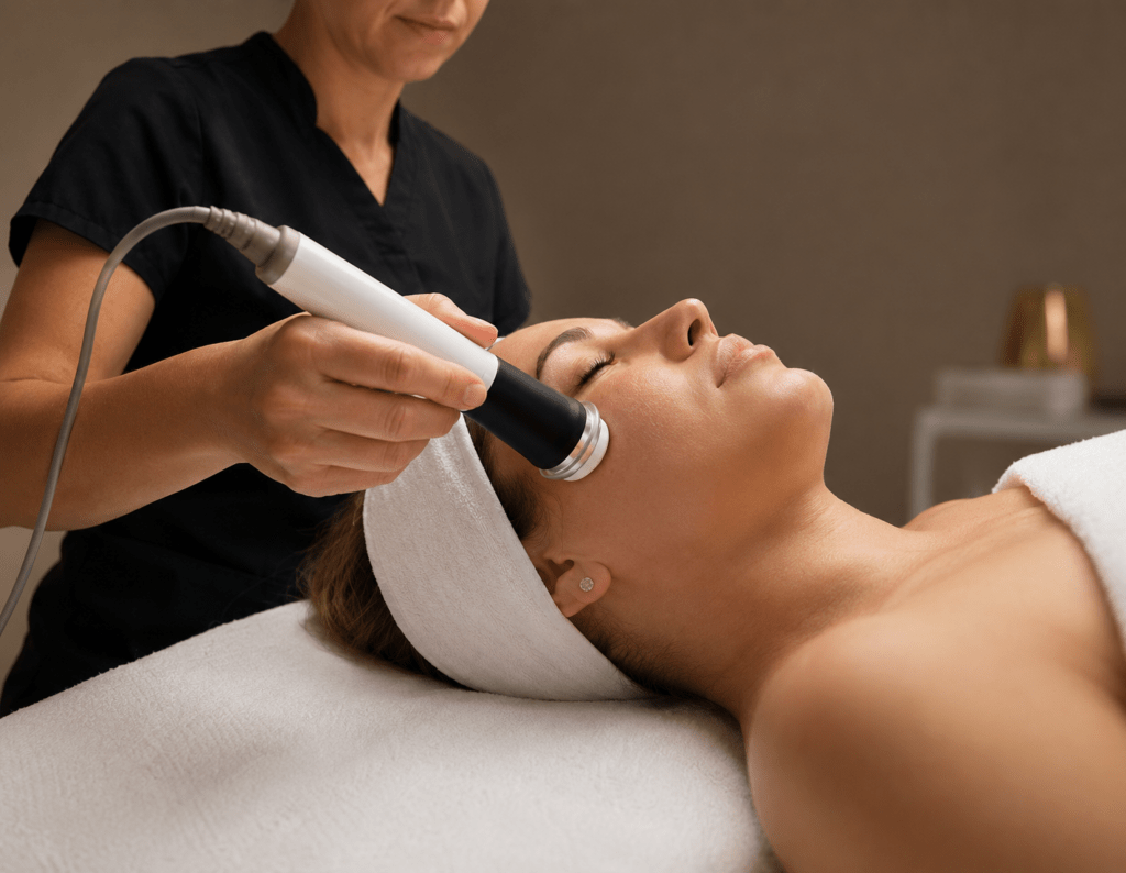 WA HydraLift multifunctional facial treatment system for professional clinics and salons, in use during a professional treatment