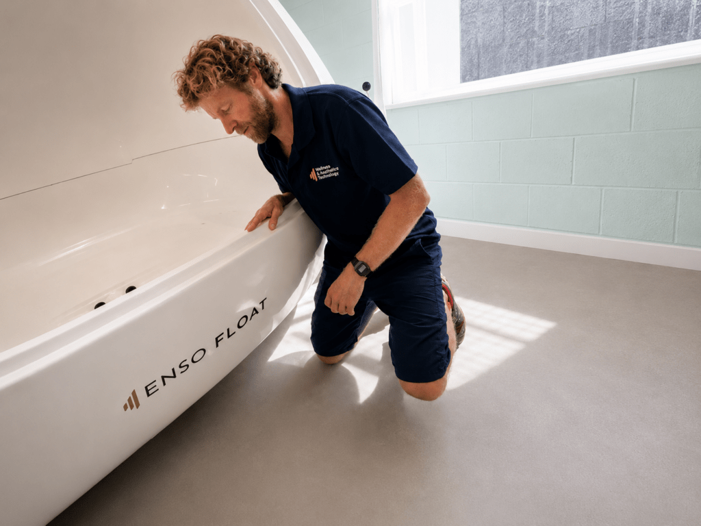 ENSO Float commercial float tank for wellness centres, spas and recovery facilities, installed in a professional facility