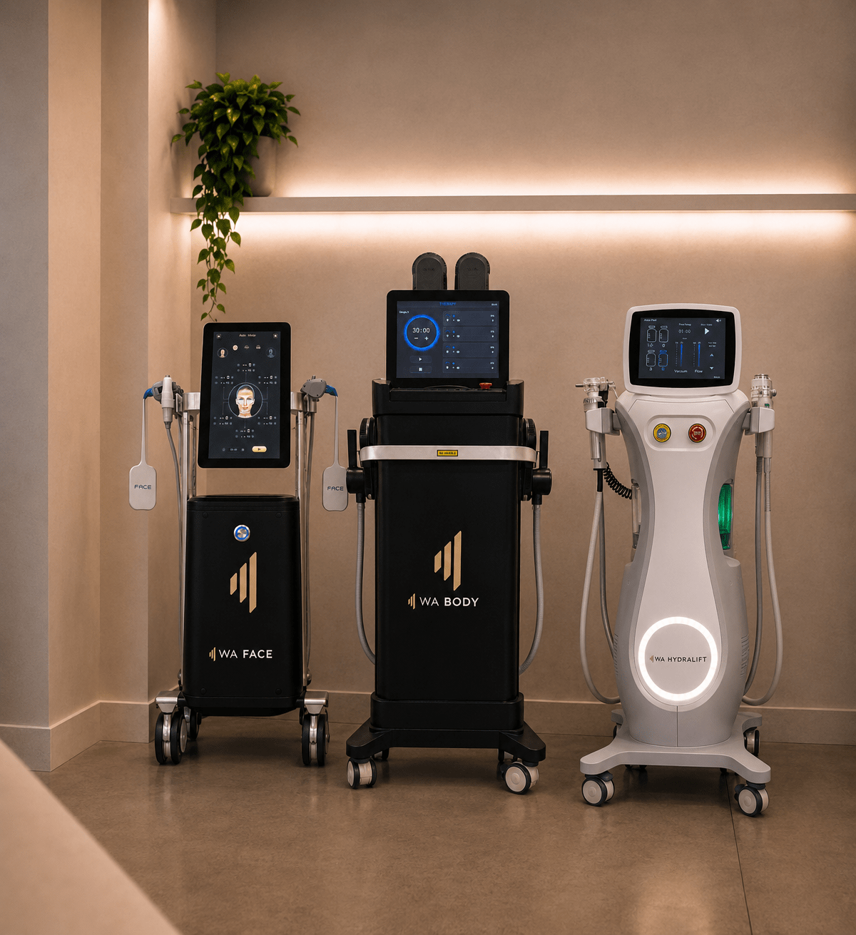 WA Body non-invasive body contouring machine for professional aesthetic clinics, in use during a professional treatment