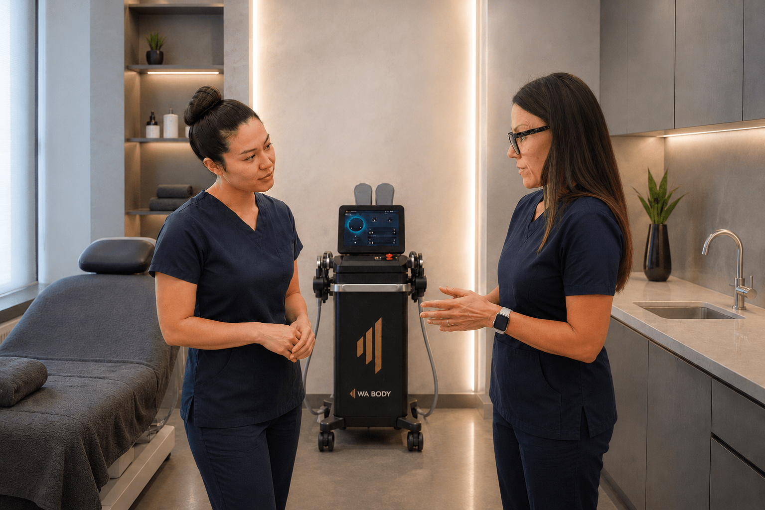 WA Body non-invasive body contouring machine for professional aesthetic clinics, installed in a professional facility