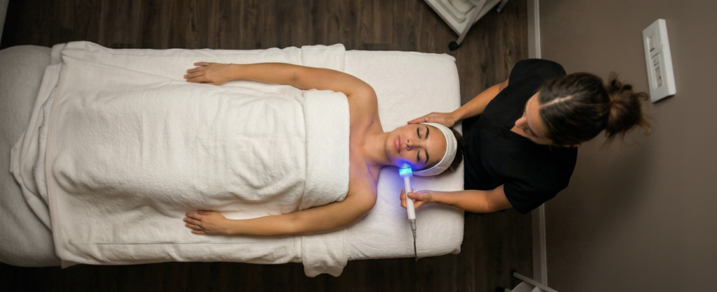 WA HydraLift multifunctional facial treatment system for professional clinics and salons, in use during a professional treatment